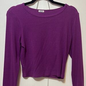 Garage Purple Fitted Crop Blouse Long Sleeve